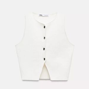 Zara Cream Button-Up Vest